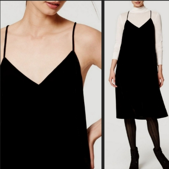 LOFT Dresses & Skirts - NWOT Loft black velvet halter A-line swing dress Womens Medium